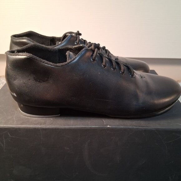 Star Tone Theatrical Tap Shoes Lace Up Black Kid's Unisex Heel Toe, Size 5M - Picture 4 of 13